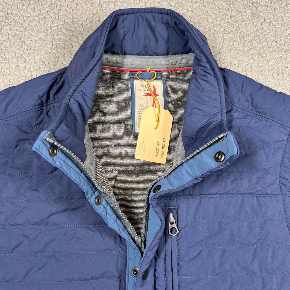 Relwen Windzip Vest Quilted Puffer Navy Blue Full Zip Snap Mens XL NEW M103407 - Picture 5 of 11